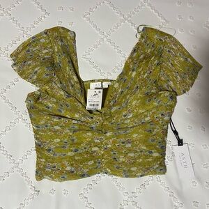 Astr Olive Floral Blouse